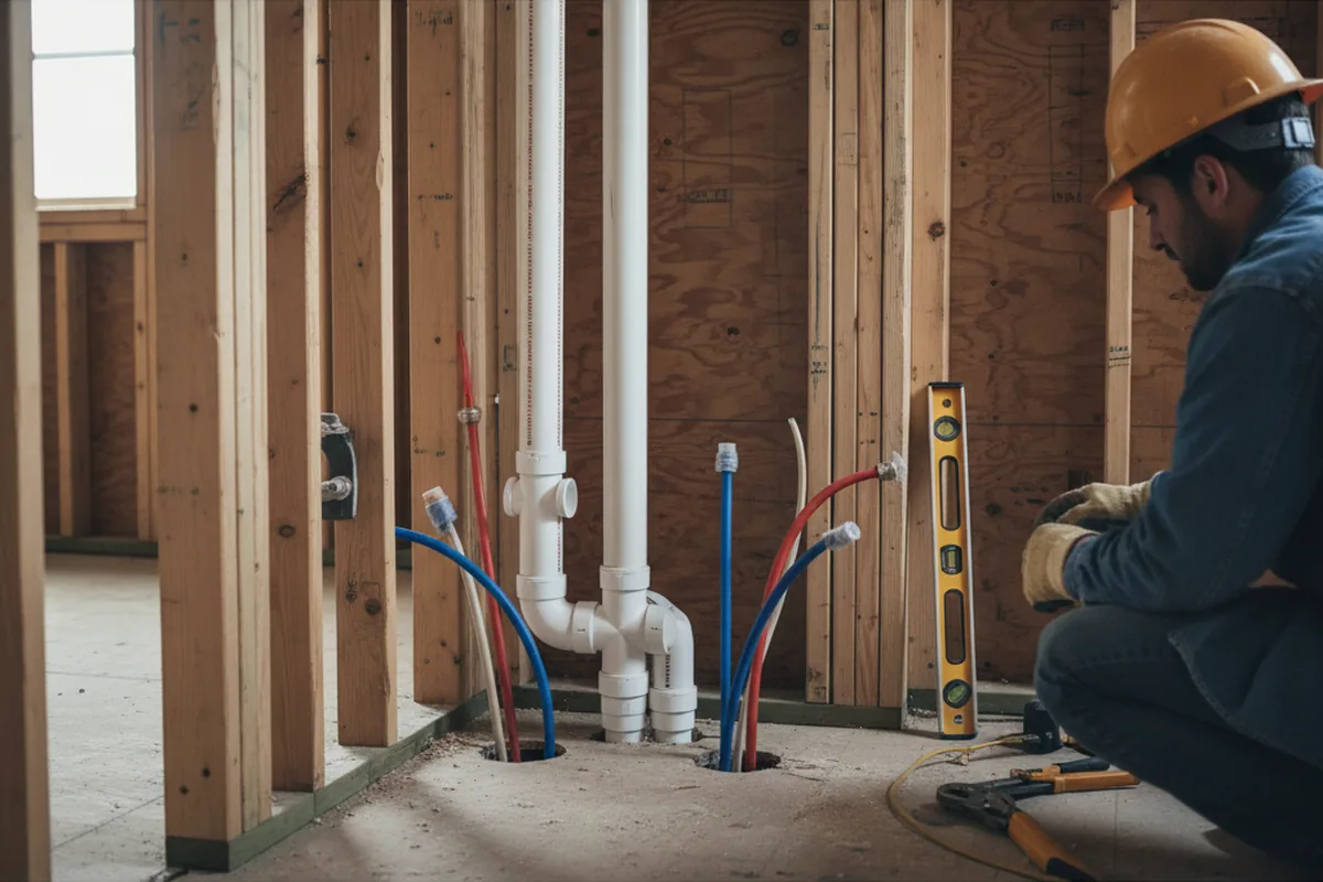 Drain and supply rough-in during Sump Pump Repair in Delmar